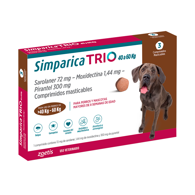 Simparica Trio 40 a 60 Kg x3