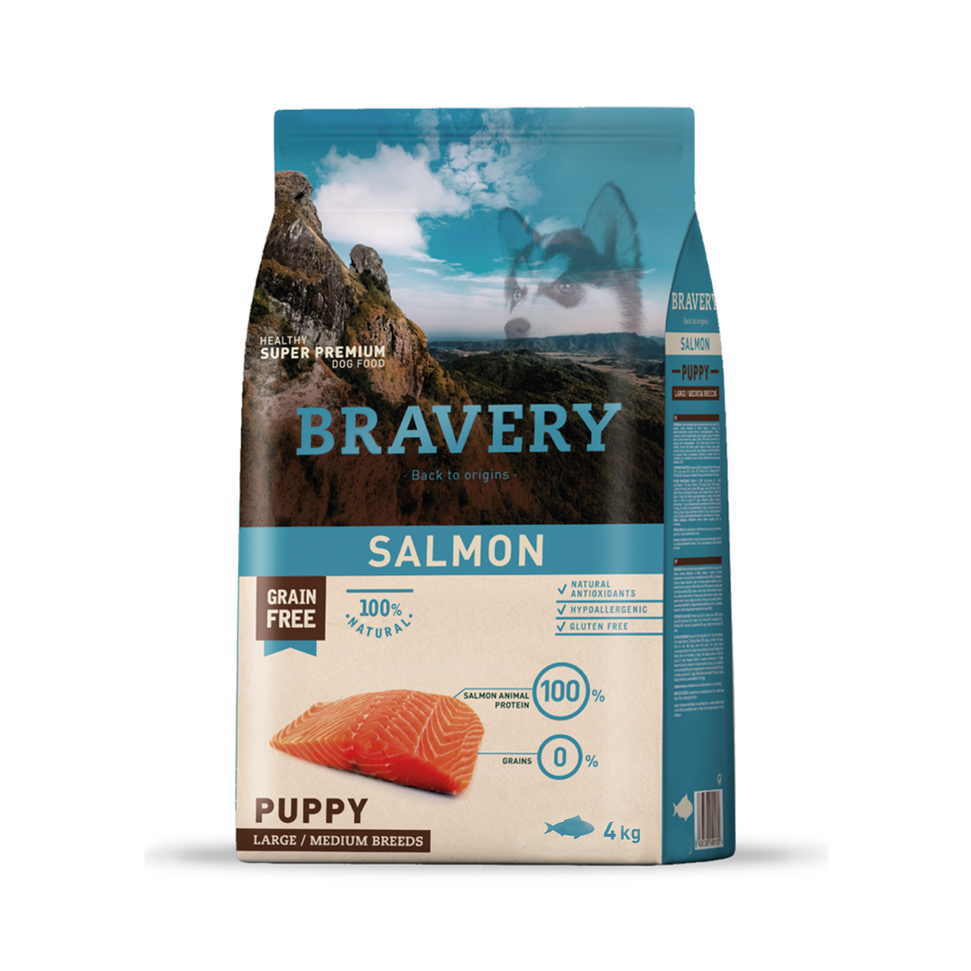 Bravery Large/Medium Puppy Salmon 4KG