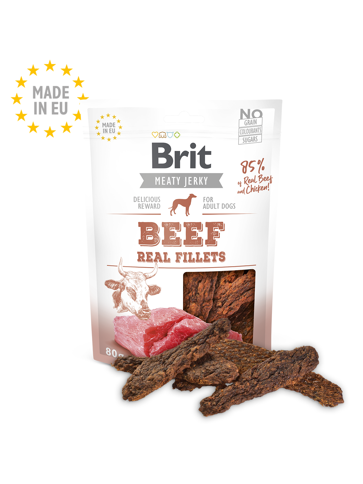 Brit Meaty Jerky Beef & Chicken Real Fillets 80g