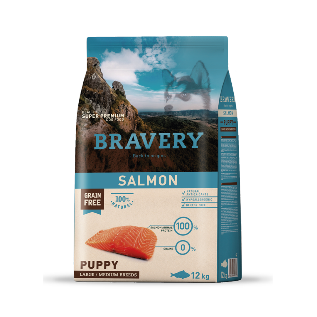 Bravery Large/Medium Puppy Salmon 12KG
