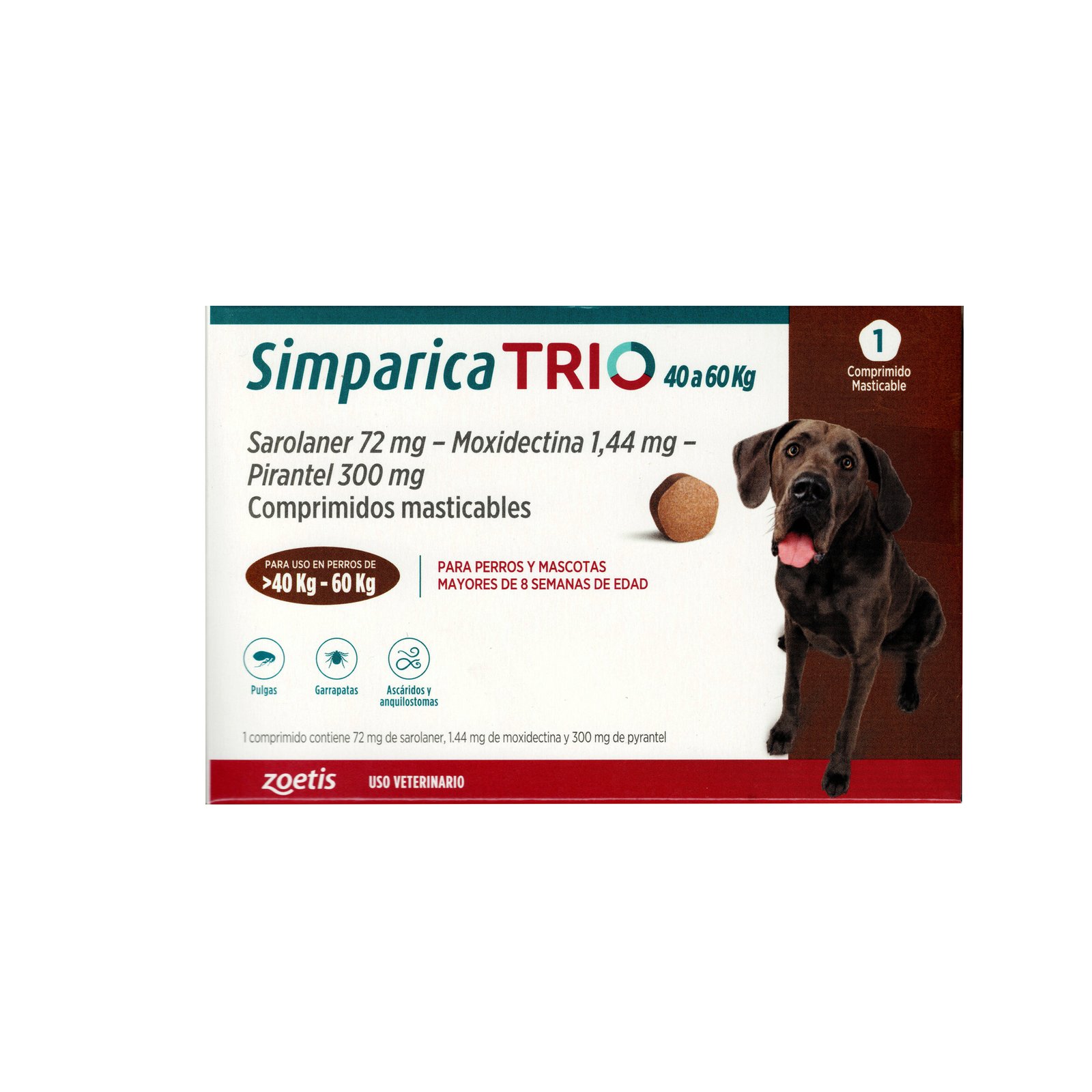 Simparica Trio 40 a 60 Kg x1