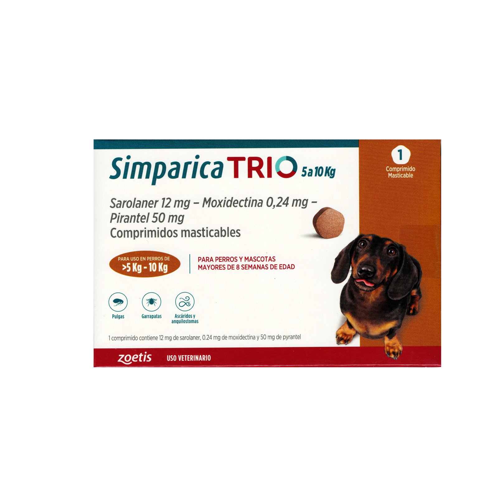 Simparica Trio 5 a 10 Kg x1