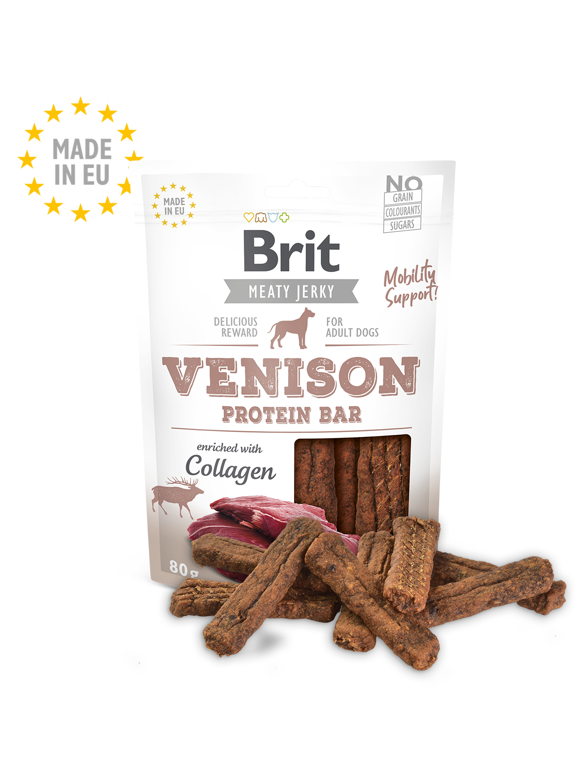 Brit Meaty Jerky Venison & Chicken Protein Bar 80g